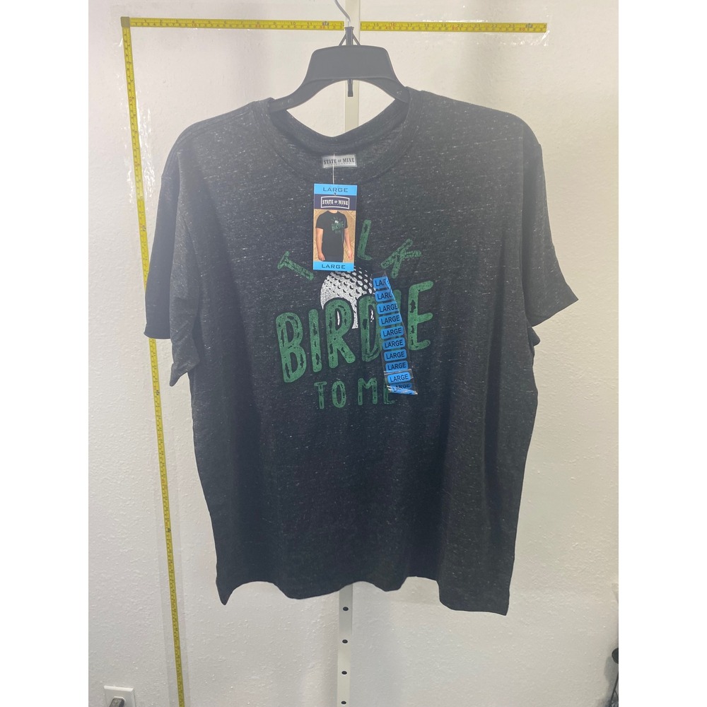 State of Mine Talk Birdie To Me Golf Graphic Tee Charcoal Heather Mens Large NWT